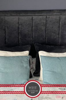 Tailored Fluted Headboards in dark grey Chenille