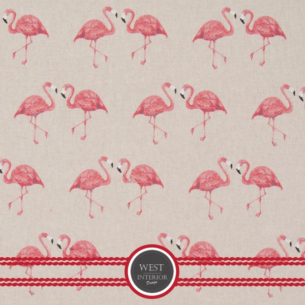 Flamingos on linen