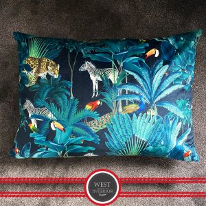 Midnight Palm Velvet Cushion