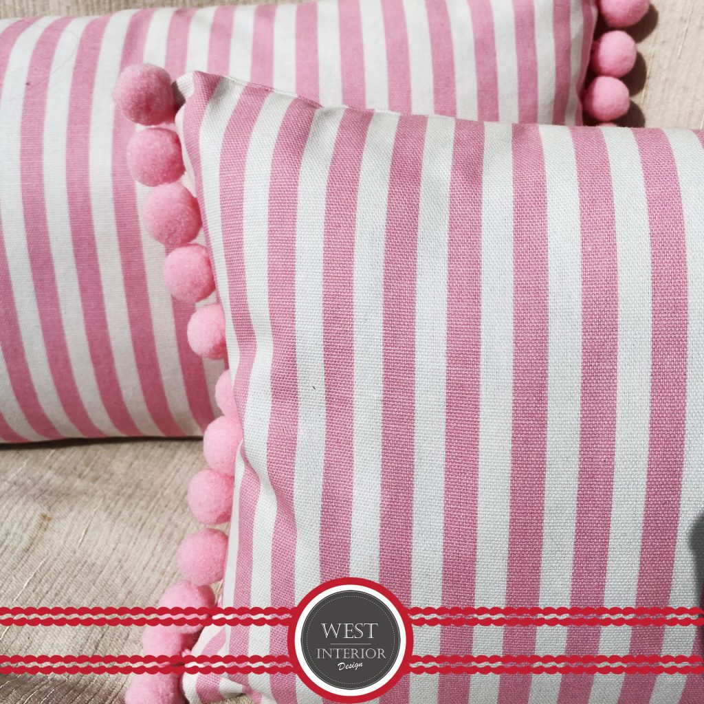 Pink and white striped cushions best sale