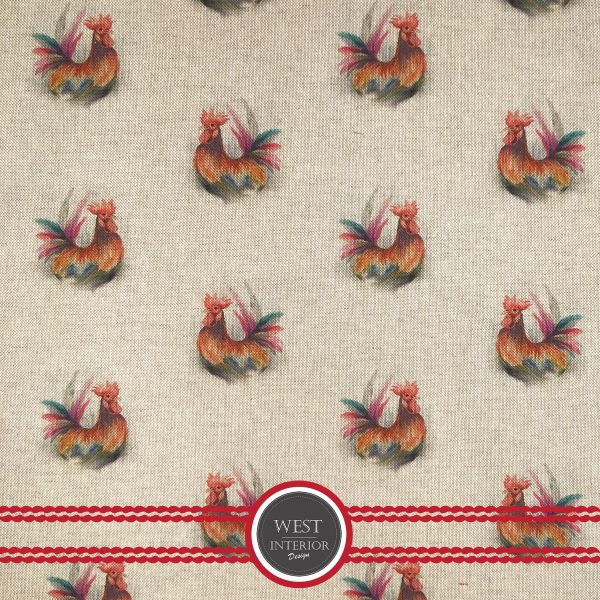 rooster on linen fabric