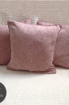Pink self patterened chenille Cushion covers piped