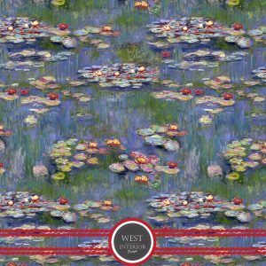 Water Lily, Abstract Design Inspired by Claude Monet . 100% Cotton fabric 140 cm Wide - Craft Fabric, Cushions, Quilting